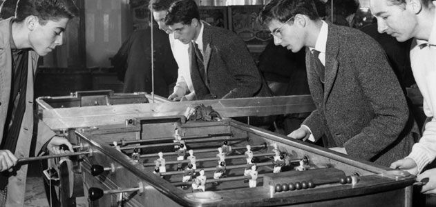 Young-players-playing-Foosball-1958 Young players playing Foosball 1958